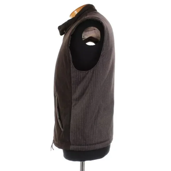 Hettabretz NWD Wool / Suede Leather Vest Size 48 (~ Medium US) In Brown & Blue